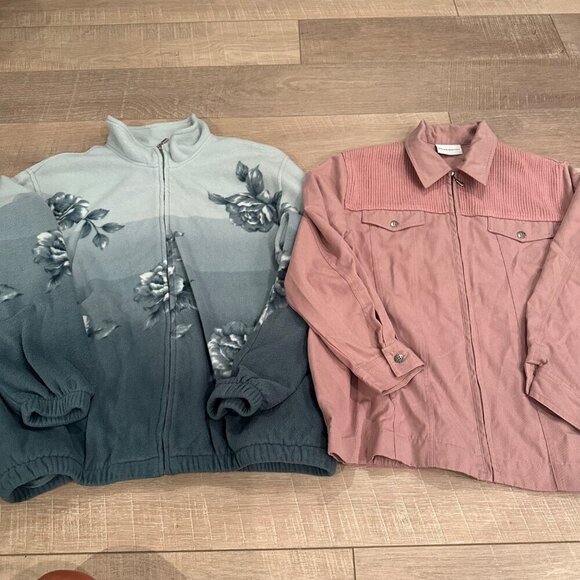ALFRED DUNNER WOMENS MEDIUM JACKETS FLEECE GRAY AND PINK - Picture 1 of 13